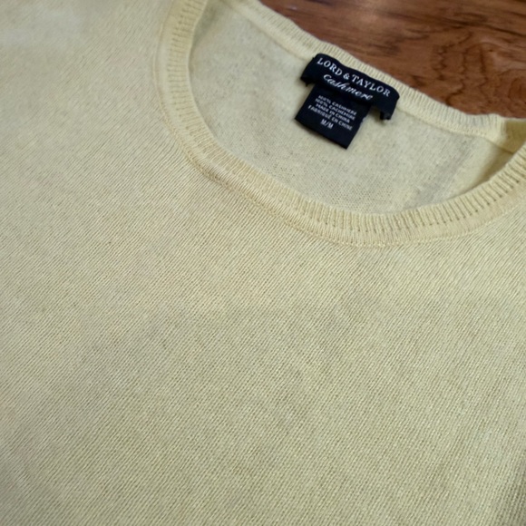 Lord & Taylor Soft Yellow Crew Neck Sweater 100% Cashmere - Picture 3 of 4